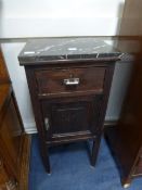 Marble Topped Oak Bedside Cabinet