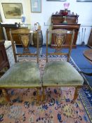 Pair of Edwardian Mahogany Inlaid Hall Chairs