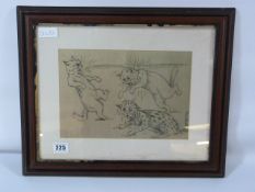 Framed Cartoon Cat Drawing