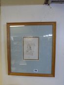 Framed Pen & Ink Figure Sketch by Sir Edwin Landeseer
