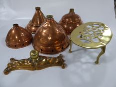 Box Containing Brass Trivet - Copper Poshers etc