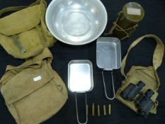 Cased Set of Military Binoculars & Other Military Wares