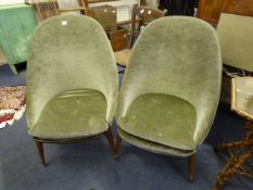 2 x 1950's Dralon Easy Chairs