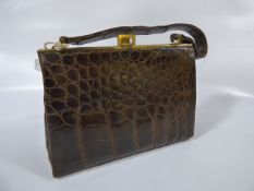 French Crocodile Skin Handbag