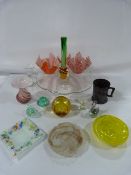 Collection of Coloured Glasswares including Paper Weights etc
