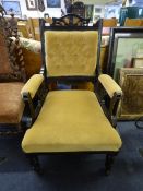 Victorian Ebonised Open Armchair