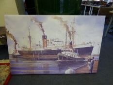 Large Unframed Canvas Painting of SS Rinaldo