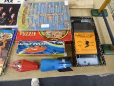 1960's X-40 Toy Space Rocket - Magic Image Projector - Jigsaw & Pinball Game