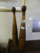 Pair of Old Wooden Skittles