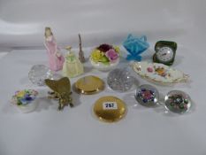 Tray consisting of Royal Cranberry Trinket Dish - Swarovski Crystal Paperweights - Coalport