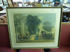 Gilt Framed Engraving Entitled a Visit to The Grandparents