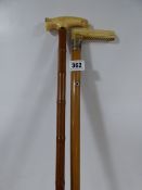 2 Ivory Handled Walking Sticks