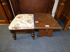 Victorian Mahogany Stool on Turned Legs & 1 Other