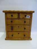 Miniature Chest of Pine 3 Long & 2 Short Drawers