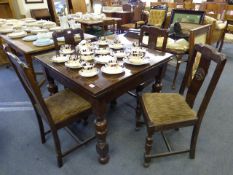 Art Deco Oak Dining Table & 4 Chairs