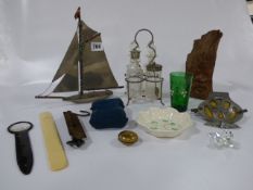 Tray of Collectable Items Including Opera Glasses - AA Badge - Treenware - Condiment Set etc