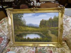 Gilt Framed Oil on Canvas Depicting a Country Scene by T Johnson