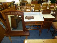 Edwardian Mirror Backed Marble Topped Wash Stand with Matching Bedside Cabinet