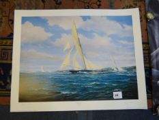 Unframed Brian Mays Limited Edition Print - Britannia Racing off Cowes