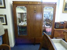 Edwardian Inlaid Mahogany Triple Wardrobe