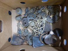 Box Containing Brass Propellor - Trivets - Horse Brasses etc