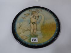 Framed 1920's Print Depicting Child & Swan
