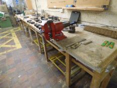 Work Bench Fitted with Joiner's Quick Release Vice & Engineer's Swivel Vice