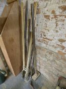 Assorted Crow Bars - Rakes - Hand Tools & Post Shovel