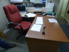 Sapele Mahogany Double Pedestal Desk with High Back Executive Swivel Chair - Red