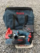 Bosch GHO18V 18 volt batery planer, charger, spare battery, shaving bag, fence & case