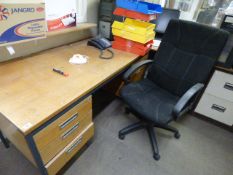 Sapele Mahogany Double Pedestal Desk with High Back Executive Swivel Chair