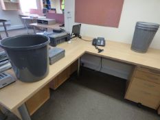 Beech & Chrome 'L' Shaped Work Table