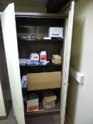 6ft Stationery Cabinet - Coffee & Cream - Containing Various Office Stationery - Tapes - Envelopes