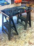 2 black trestle legs