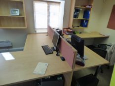 Double Sided 'T' Shape Work Station in Light Beech & Chrome Finish