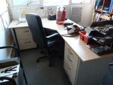 *'L' Shaped Desk with 2 Stand-Alone Drawer Pedestals & Executive Swivel Chair (Black)