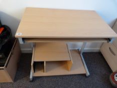 *Home Computer Desk in Light Beech & Silver Finish