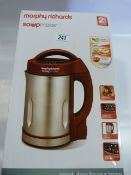 *Morphy Richards Soup Maker in Red and Brushed Stainless Steel Finnish.