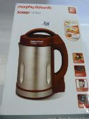 *Morphy Richards Soup Maker in Red and Brushed Stainless Steel Finnish.