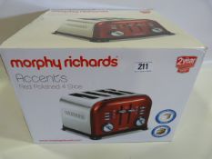 *Morphy Richards Accents Red and Polished 4 Slice Toaster