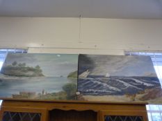 2 Unframed Oils on Boards Depicting Seascapes