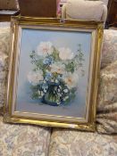 Gilt Framed Oil Painting Depicting Flowers