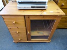 Pine Display Cabinet with Drawers