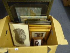 Box Containing Various Framed Prints