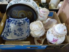 Box containing Blue & White Planter - Chinese Vase - Davenport Tea Set etc
