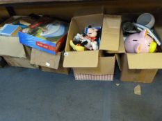 4 Boxes of Bric-a-Brac including Family Swimming Pool - Books - Toys etc