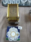 Brass Mantle Clock & Crystal Glass Clock