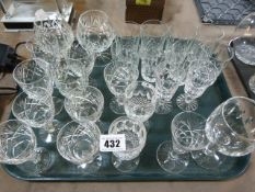 Tray of Cut Glass Glasses