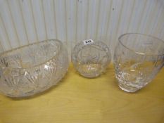 3 Cut Glass Vases