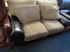 Dark Brown Leather 2 Seat Settee with Dralon Cushions